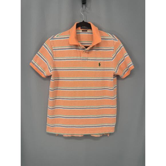 Polo by Ralph Lauren Other - Polo Ralph Lauren Polo Shirt Mens Large Orange Stripe Custom Fit Green Pony